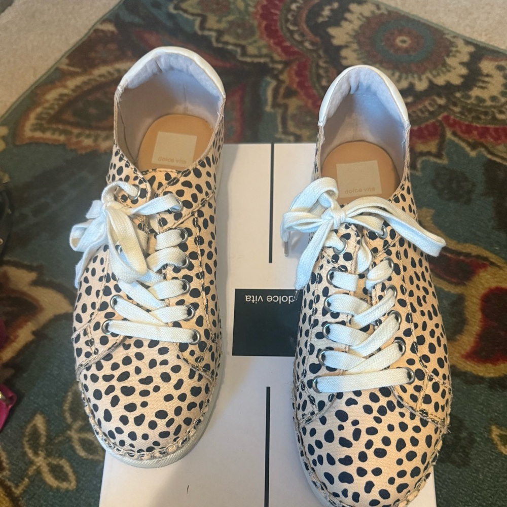Dolce Vita Women's Cream and Black Polka Dot Sneakers